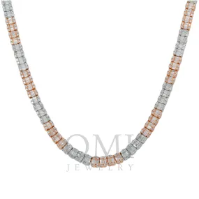 10K GOLD TWO TONE BAGUETTE AND ROUND DIAMOND CHAIN 15.75 CT