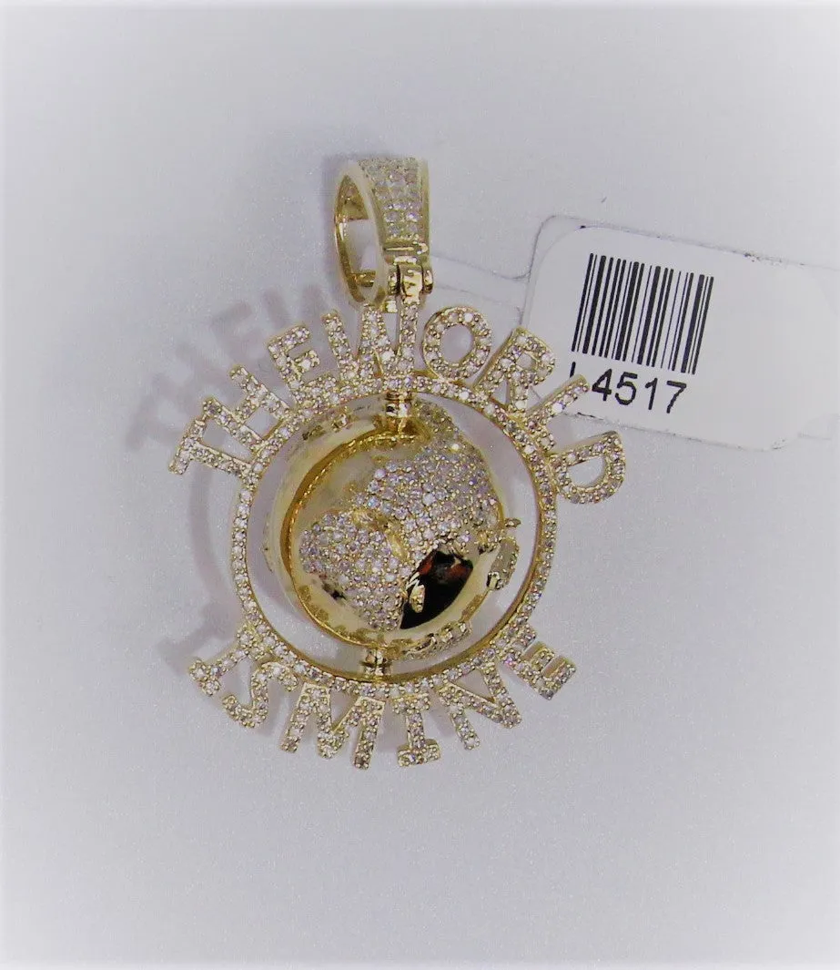 10K Yellow Gold The World Pendant