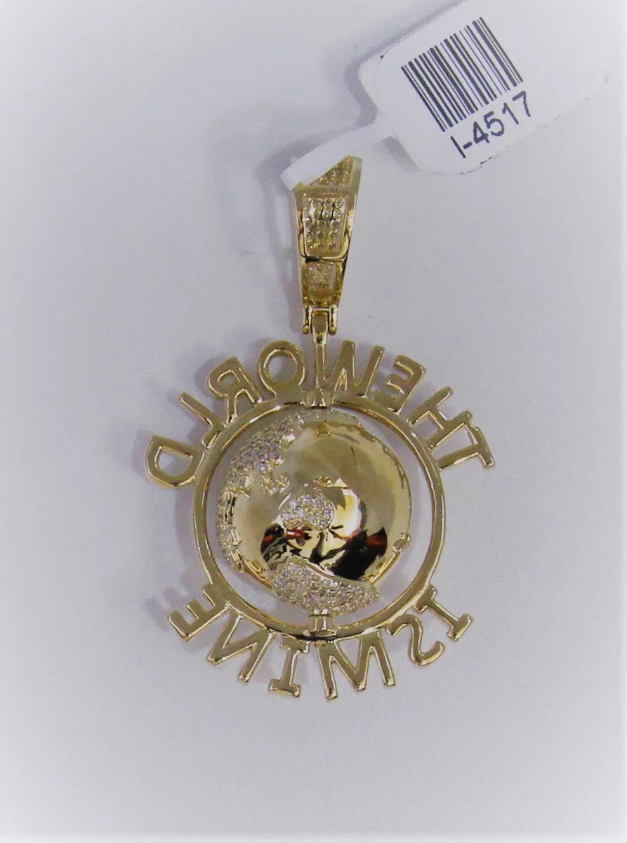 10K Yellow Gold The World Pendant