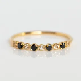 14k Classic White Sapphire and Black Diamond Band