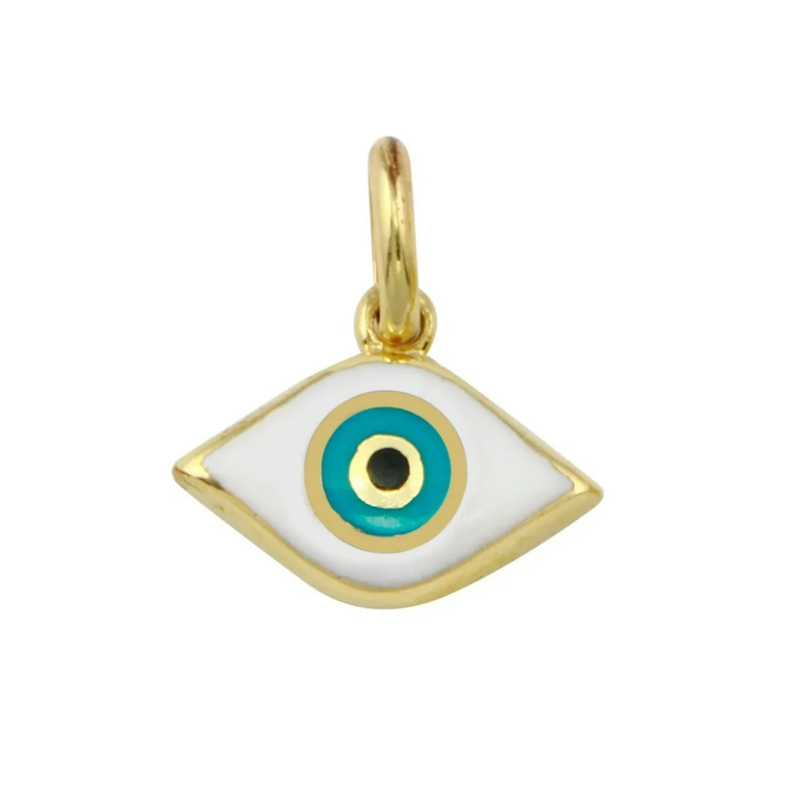 14K Gold Enamel Lucky Eye Charm