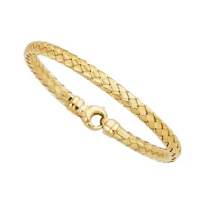 14k Yellow Gold Weaved Women's Bangle Bracelet, 7.25