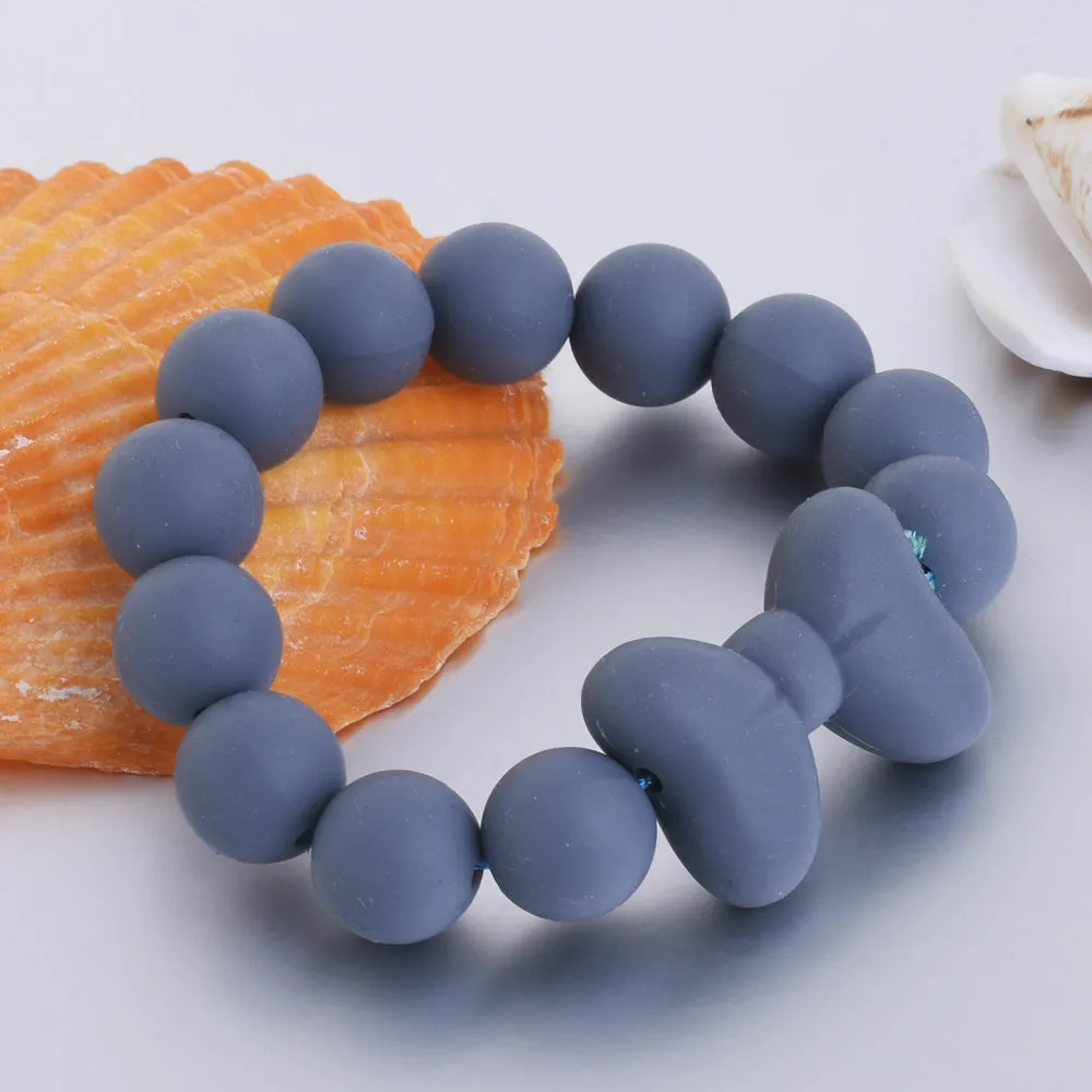 15mm Round Loose Silicone Beads 100% Food Grade Silicone Beads Teething Chew Rosary for Baby & Children blue 20pcs