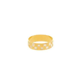 22K Yellow & White Gold Checkered Ring