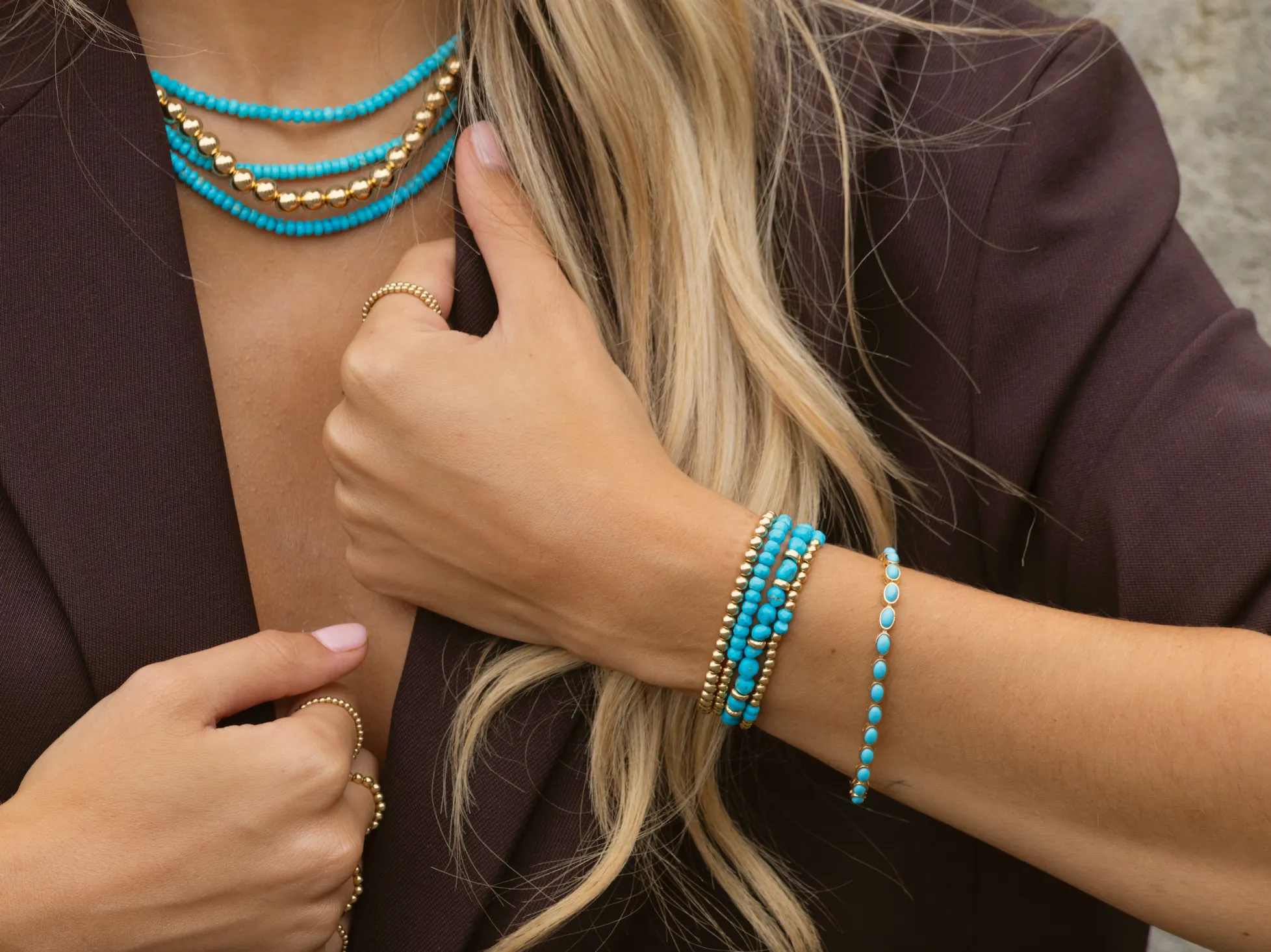 3MM Signature Bracelet with Turquoise Pattern