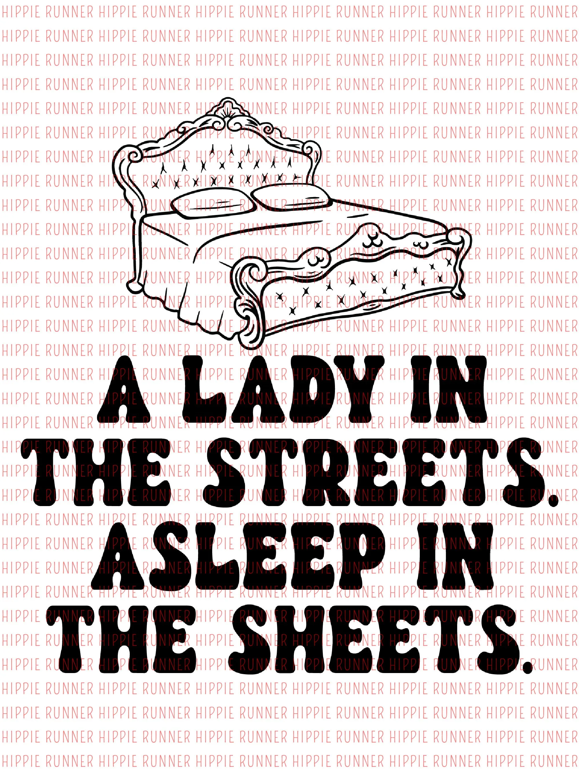 A Lady In Streets. Asleep In The Sheets. - PNG Digital Download