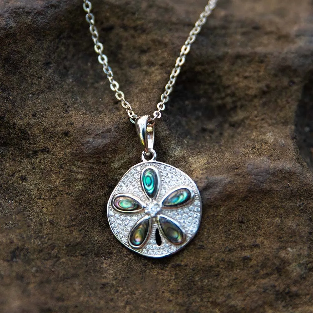 Abalone Pavé Sand Dollar Pendant