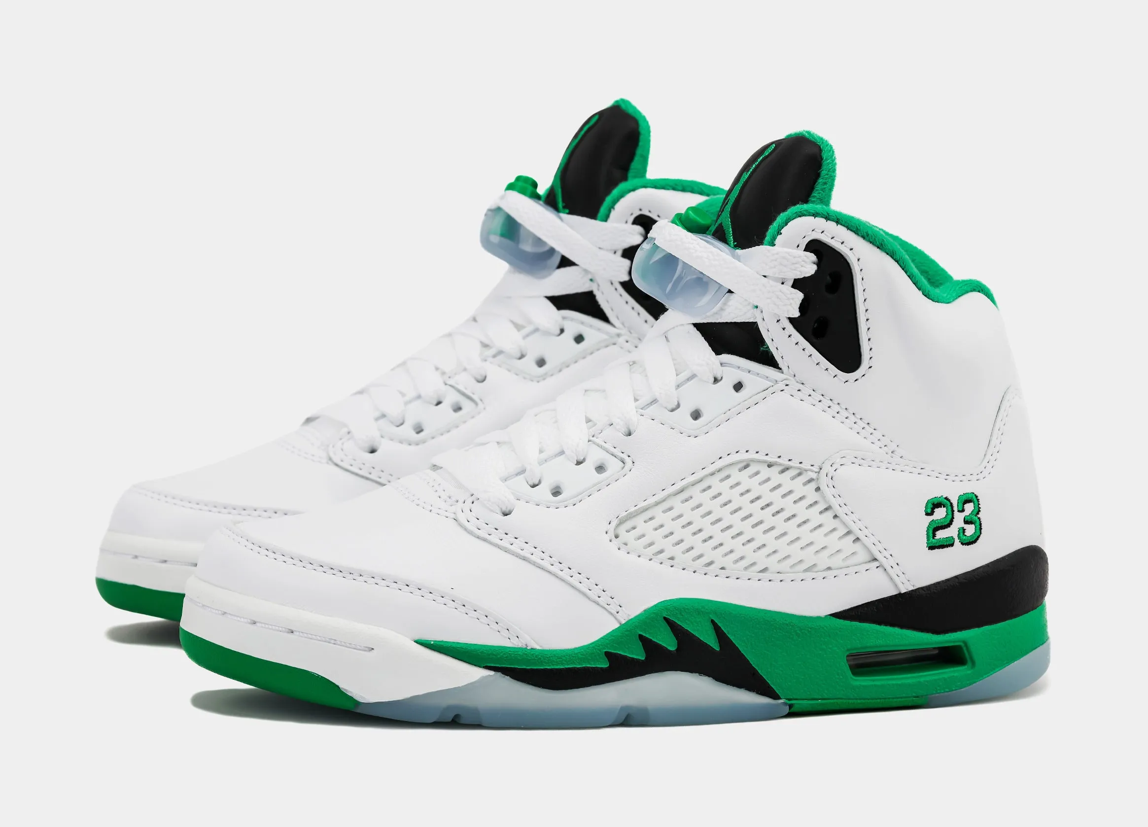 Air Jordan 5 Retro Lucky Green Womens Lifestyle Shoes (White/Lucky Green/Black/Ice Blue)