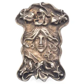 Antique William B Kerr & Co 1269 Art Nouveau Sterling Silver Lady Goddess Brooch