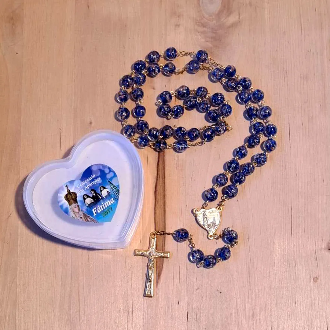 Apparitions Centennial Blue & Gold Murano Rosary