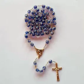 Apparitions Centennial Blue & Gold Murano Rosary