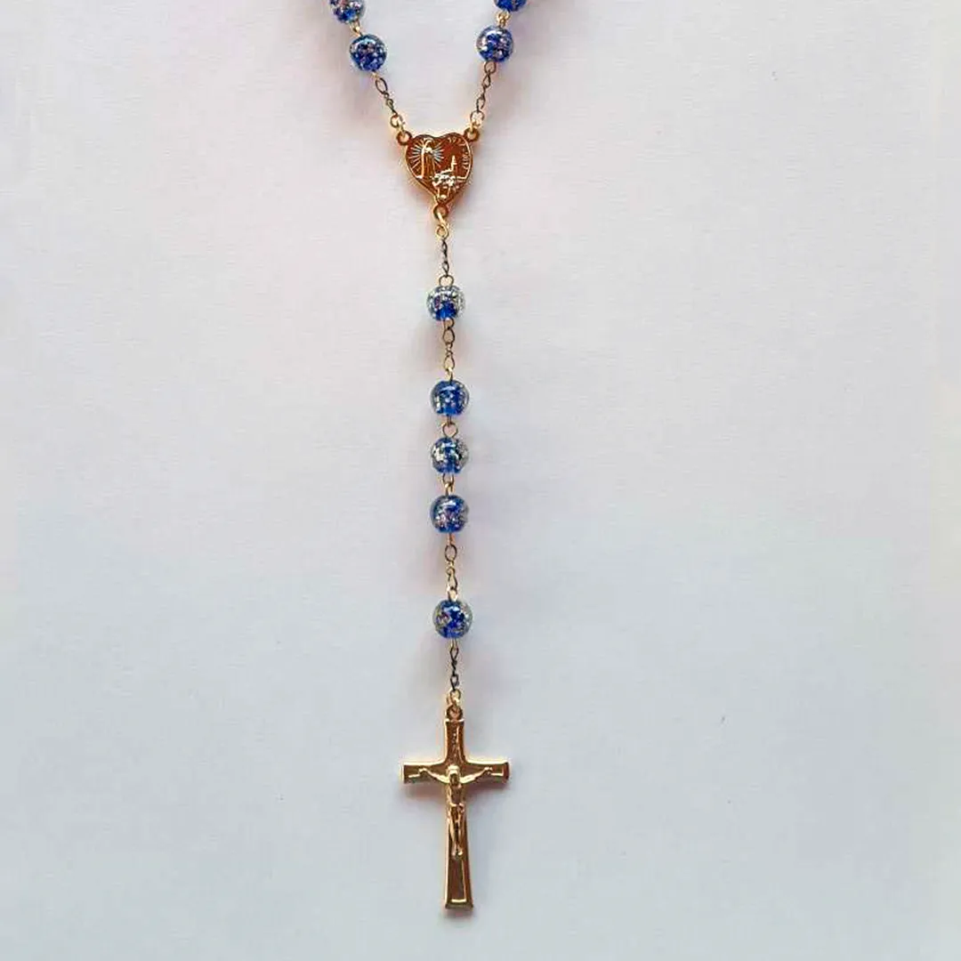 Apparitions Centennial Blue & Gold Murano Rosary