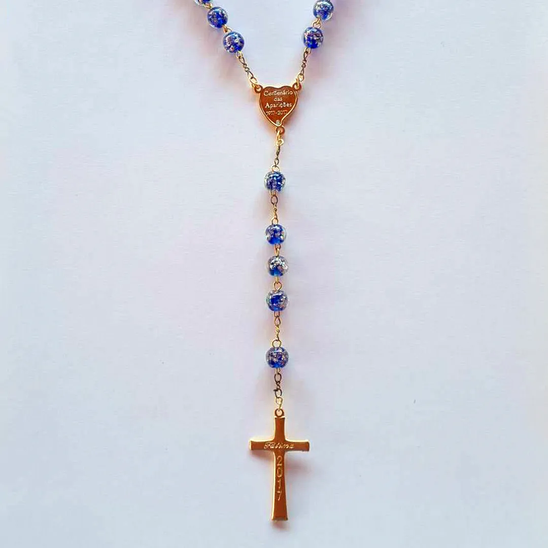 Apparitions Centennial Blue & Gold Murano Rosary