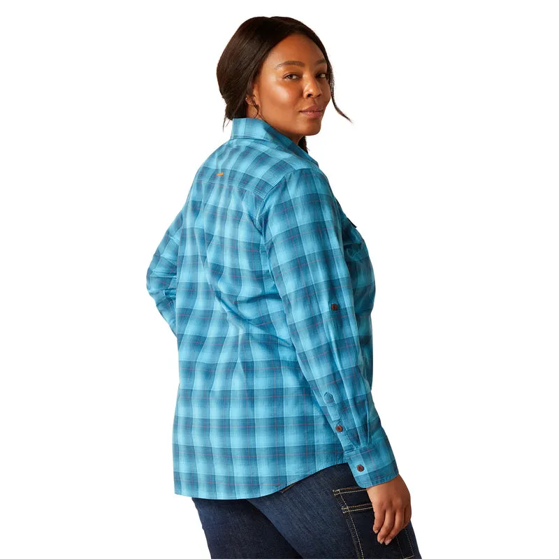 'Ariat' Women's Rebar 'Made Tough' DuraStretch Button Down - Prominent Blue Plaid