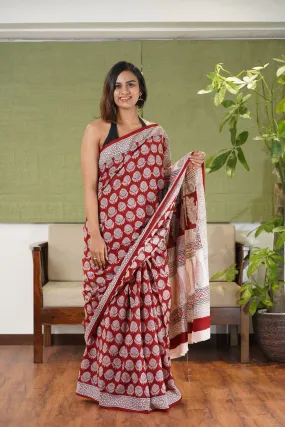 Bagh Hand Block Printed Cotton Saree