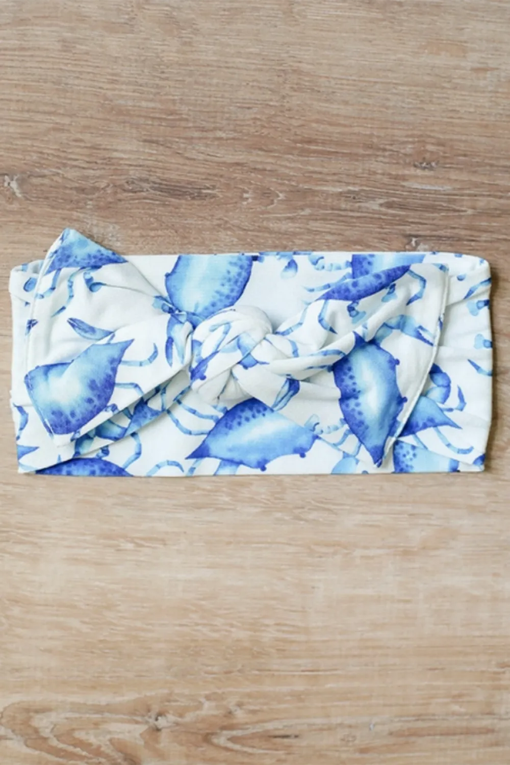 Bamboo Bow Headband - Blue Crab