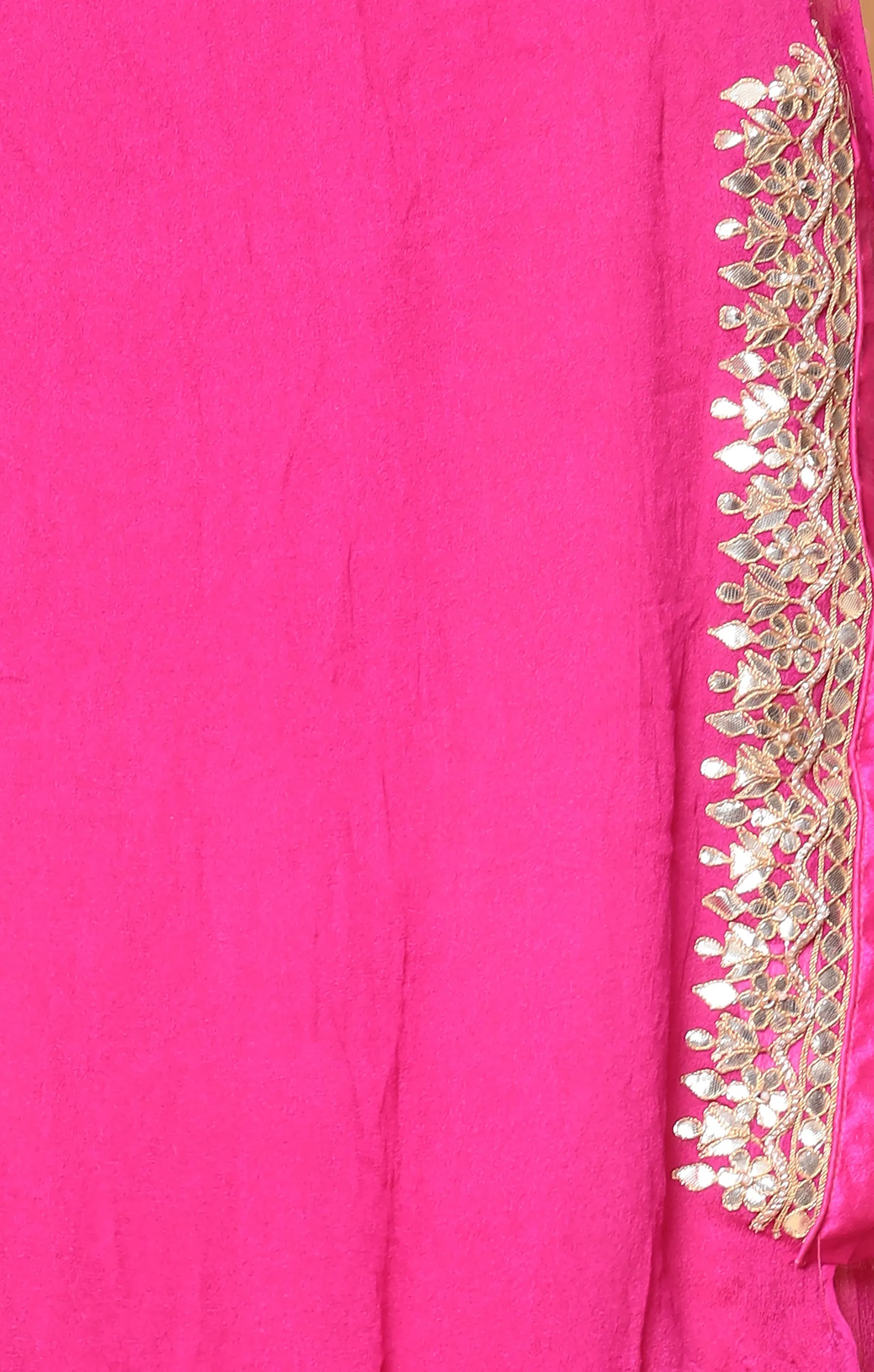 Bandhej Georgette Saree with Dori, Gota Patti work.