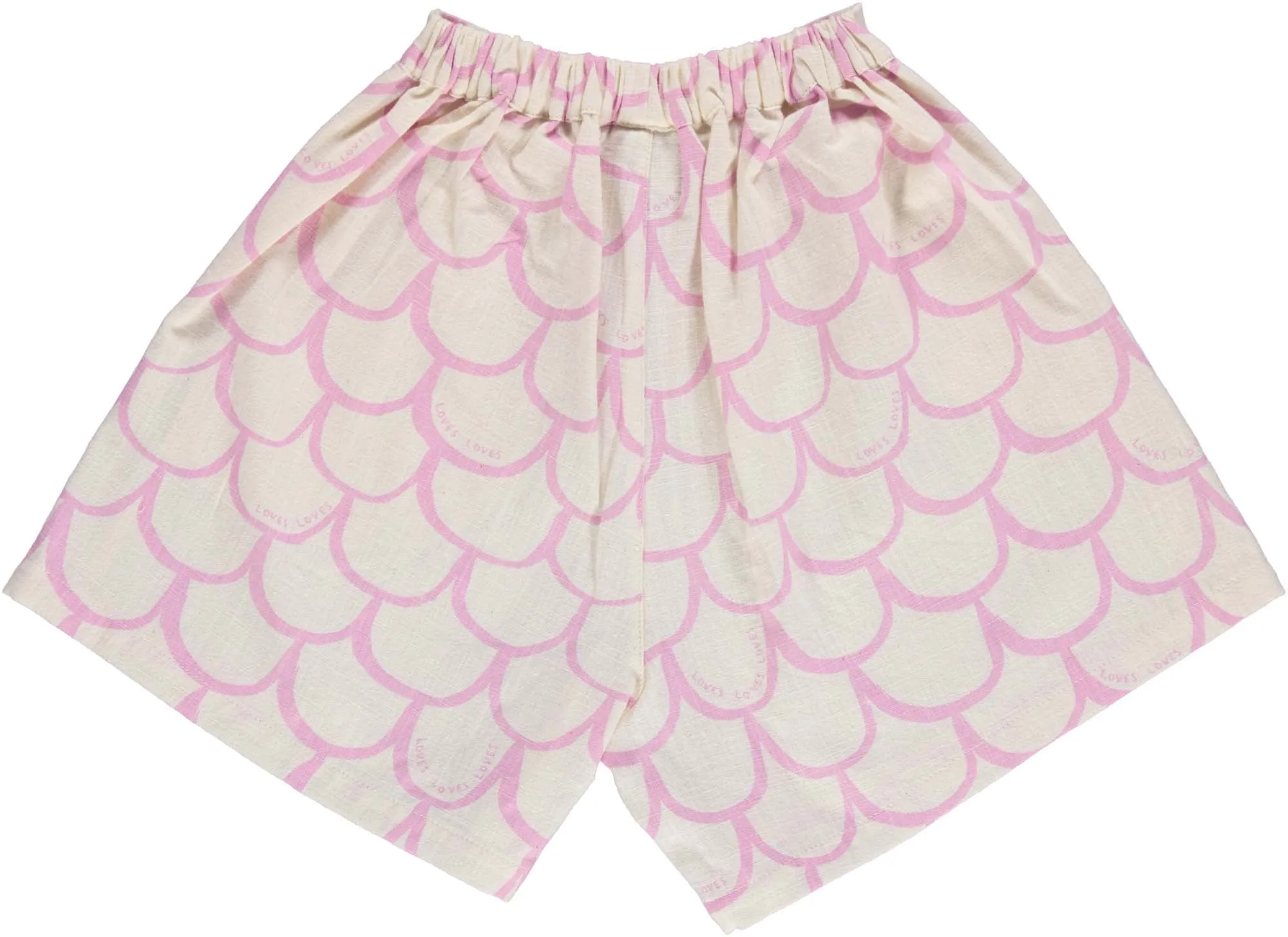 BEAU LOVES  Open Swimming Pink Lavender Scales Pleated Shorts