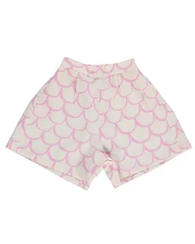 BEAU LOVES  Open Swimming Pink Lavender Scales Pleated Shorts