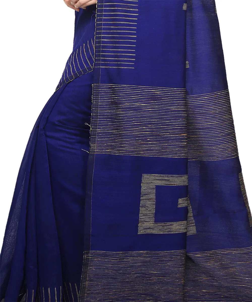 Bengal Navy Blue Handwoven Saree