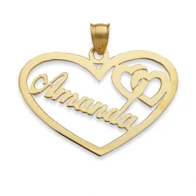 Better Jewelry Name 10K Gold Heart with Hearts Pendant