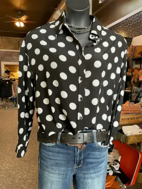 Black & White Polka Dot Blouse - Small to 3X