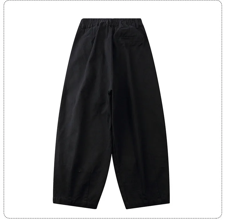 Black K-Style baggy pleated pants for women