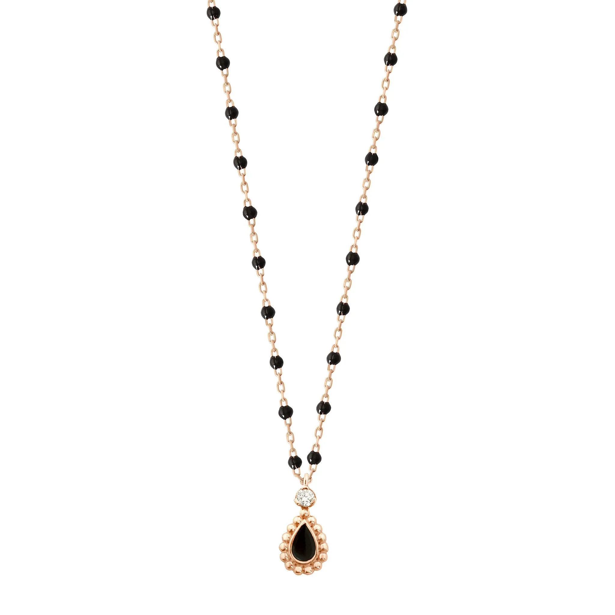 Black Mini Lucky Cashmere Necklace, Rose Gold, 16.5"