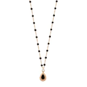 Black Mini Lucky Cashmere Necklace, Rose Gold, 16.5"