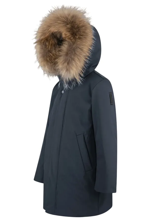 Bomboogie children's parka jacket with hood and fur CK094VTAC3 297 blue