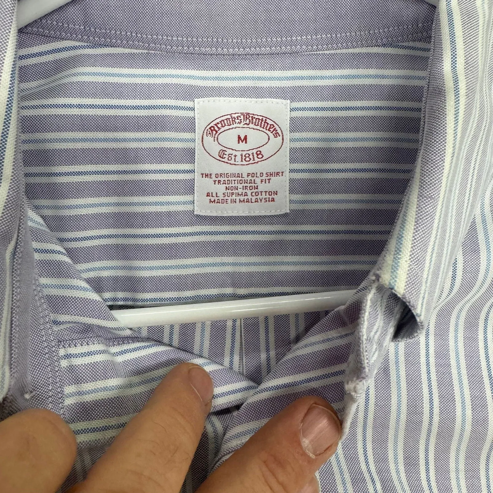 Brooks Brothers Shirt - Mens Striped Supima Cotton Button-Down | M | Blue/White | Traditional Fit | EUC