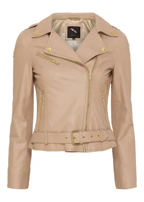 BTF CPH Biker Jacket 10575 Skindjakke - cream with gold