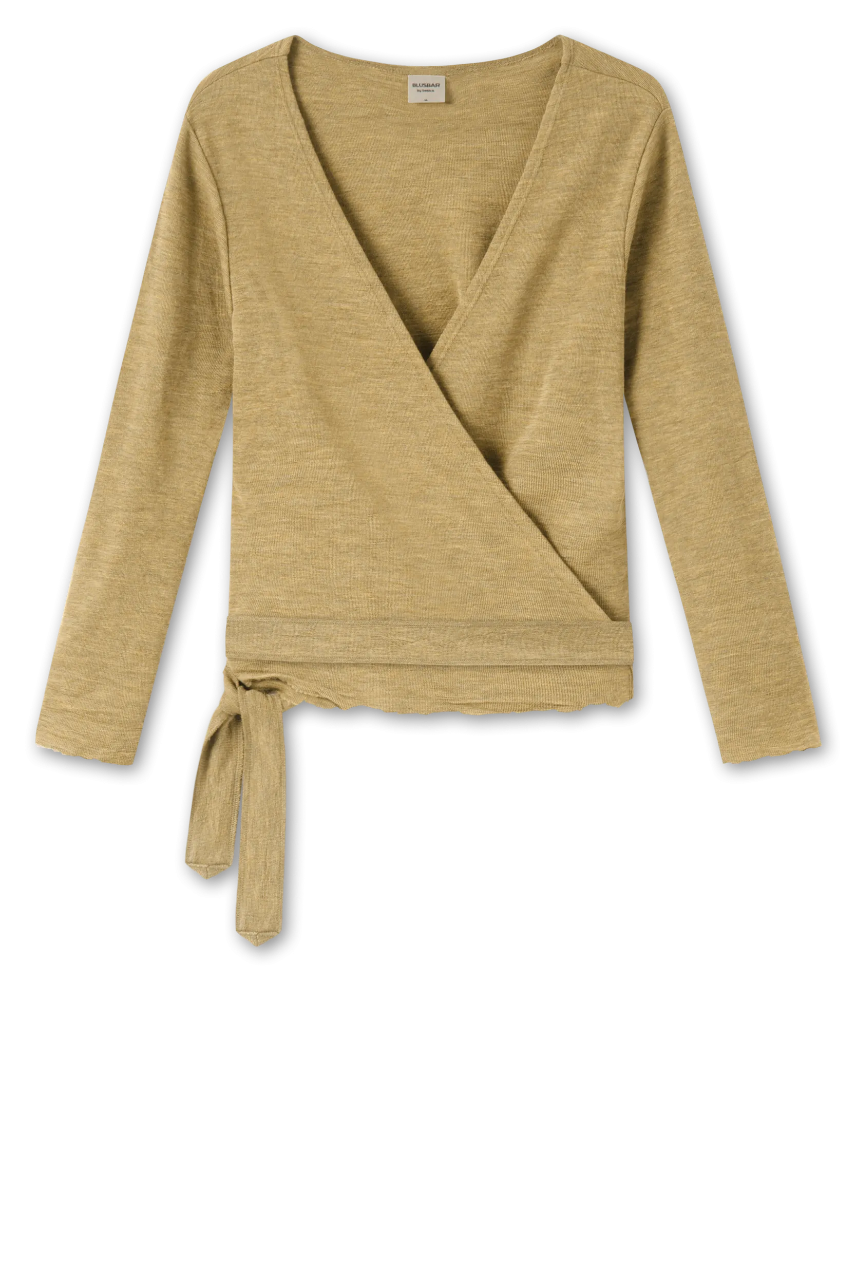 By Basics - Merino Wool Wrap Blouse Grain Melange