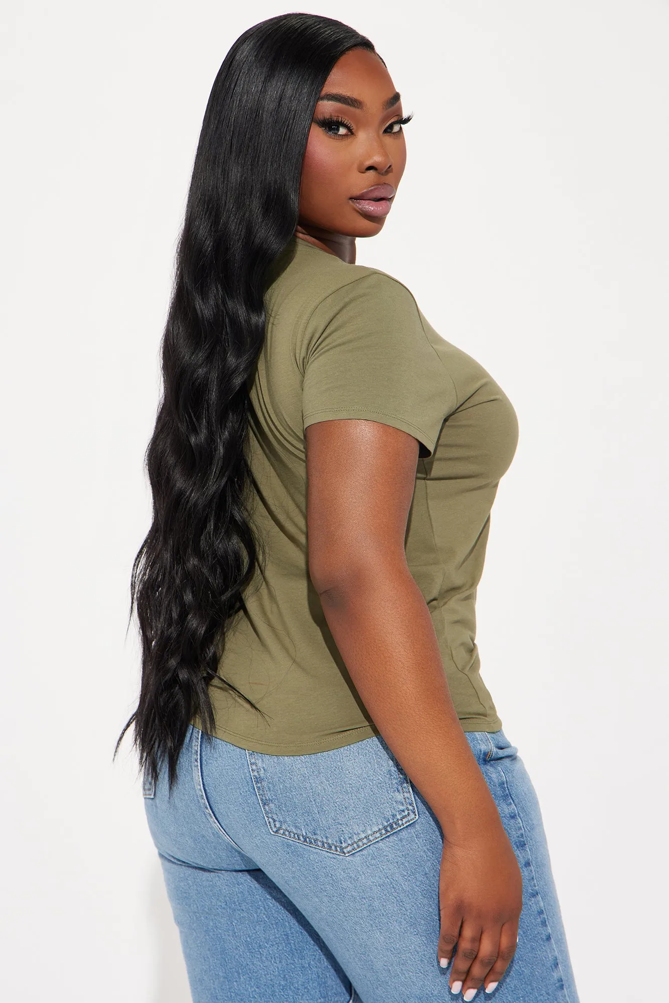 Camilla Classic Fit Crew Neck Tee - Olive