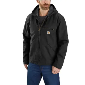 Carhartt Men's Relaxed Fit Washed Duck Sherpa Lined Jacket - Black