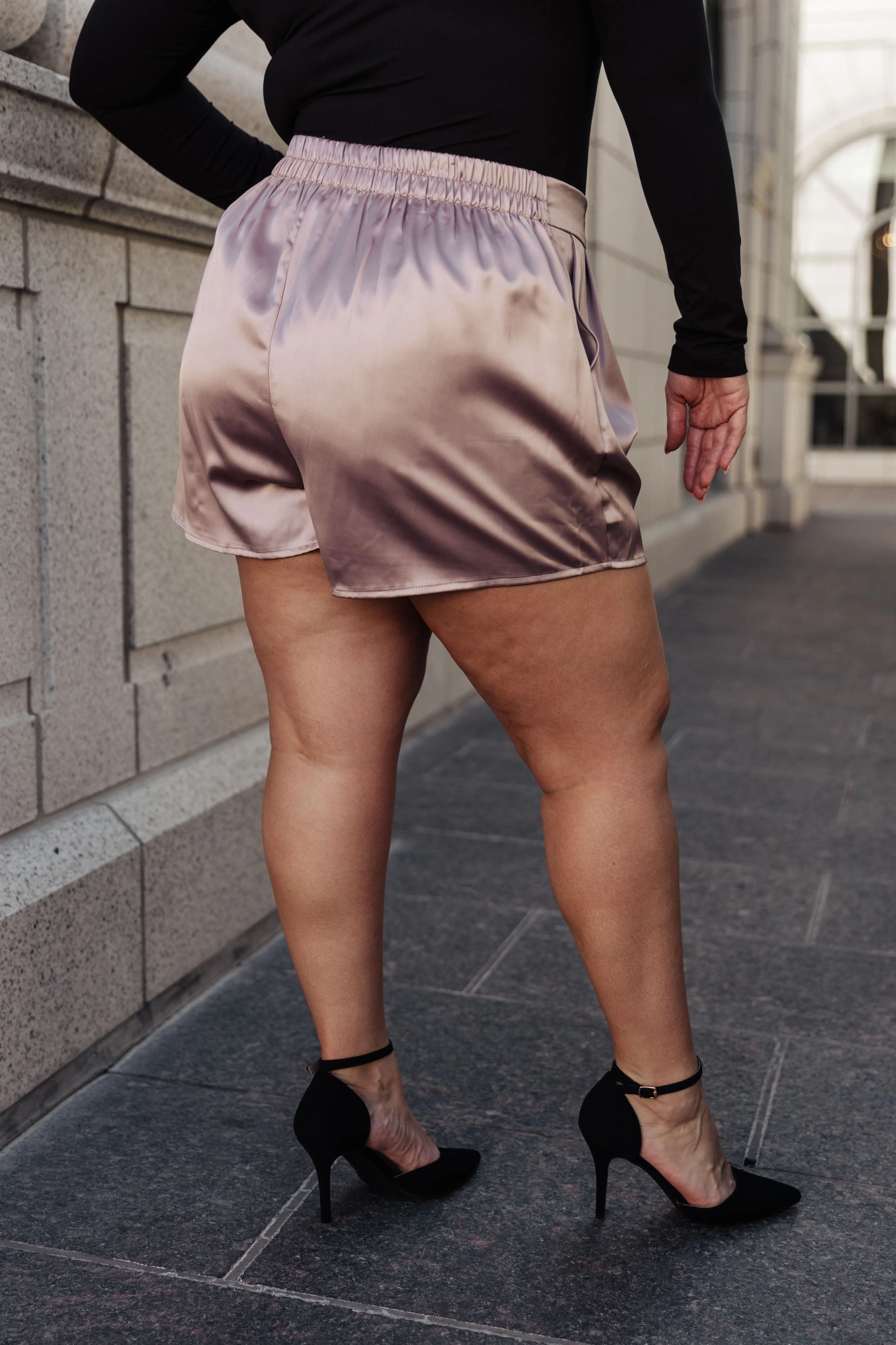 Champagne and Roses Satin Shorts- USE CODE SPRING24 for 40% OFF!!!!