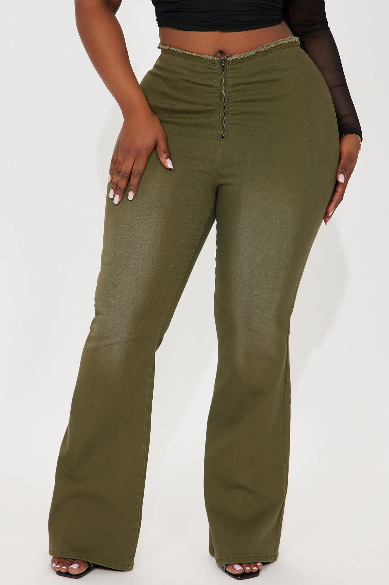 Chelsea V Waist Flare Pant - Olive