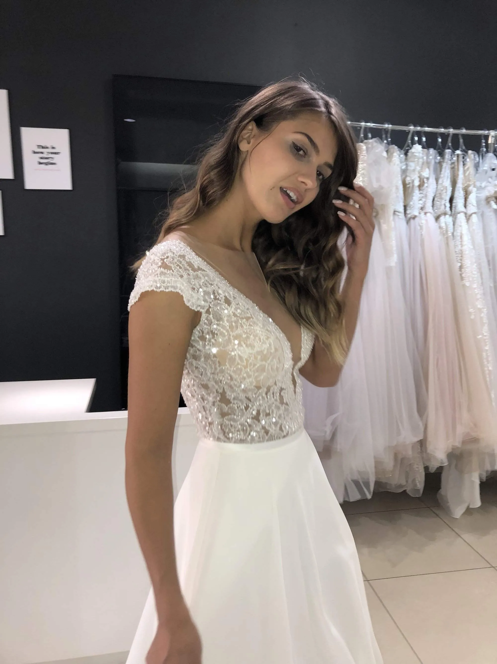 Chiffon Lace Wedding Dress Aviv Fly