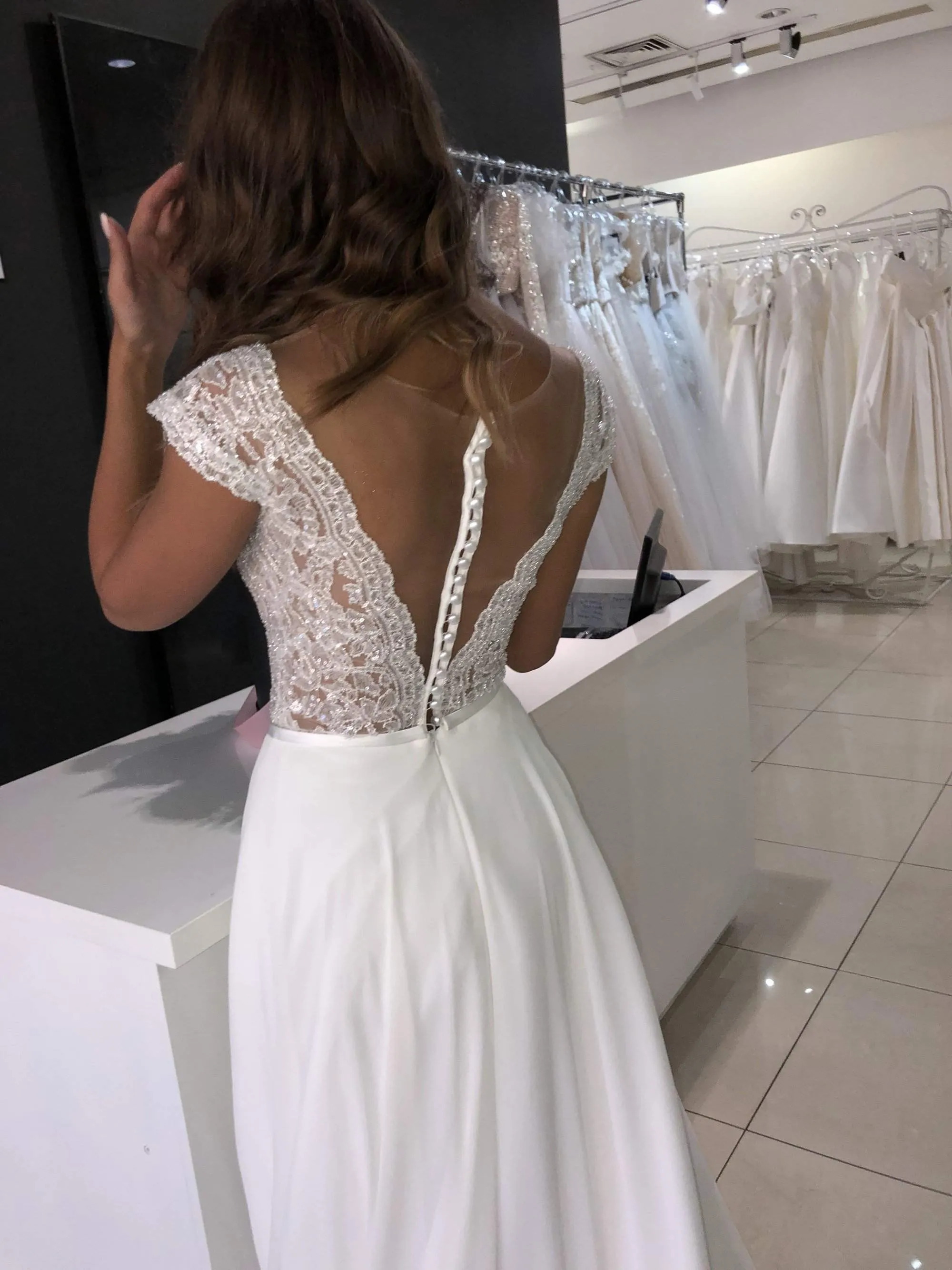 Chiffon Lace Wedding Dress Aviv Fly