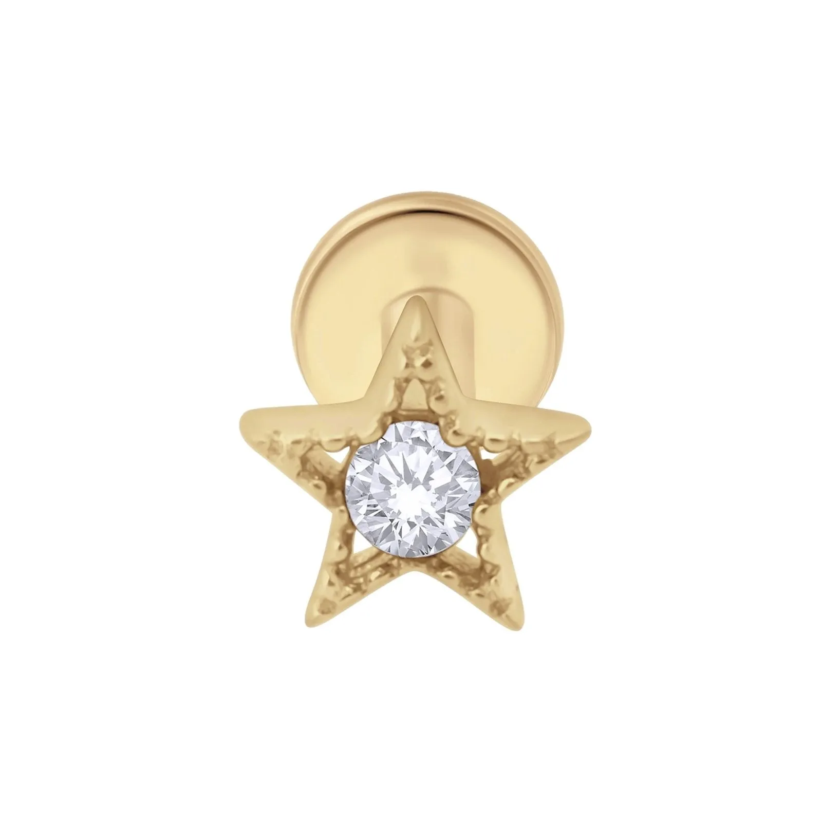 Cubic Zirconia Milgrain Star Flat Back Stud