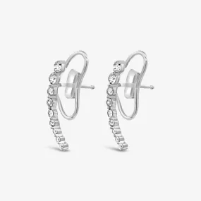 Curved Diamond Climber Earrings