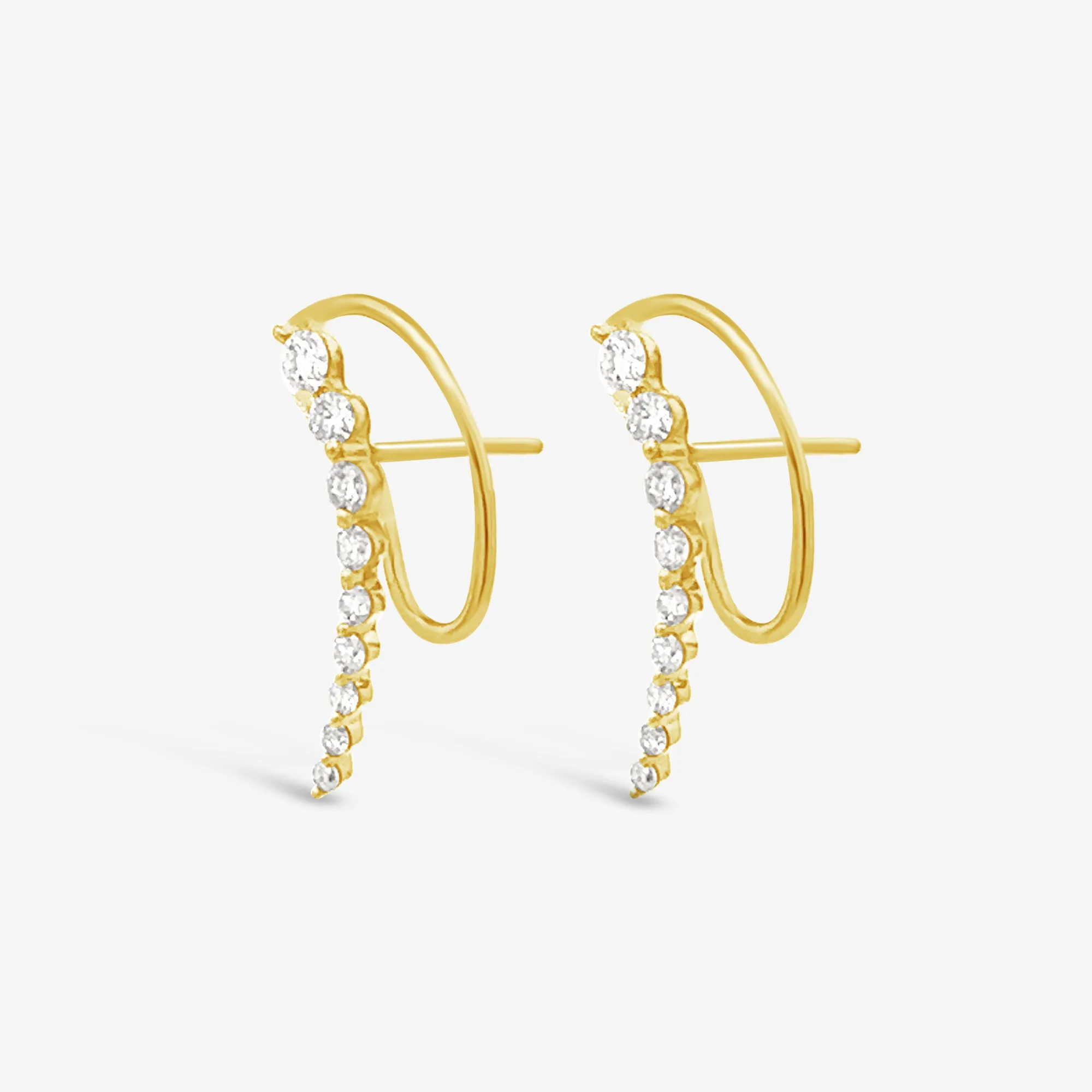 Curved Diamond Climber Earrings