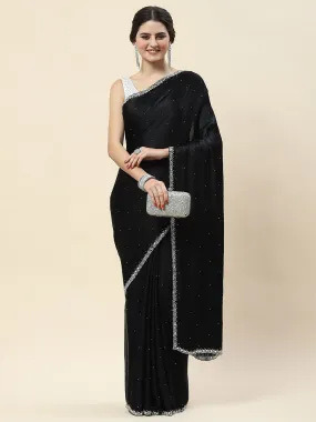 Cutdana Embroidery Chinon Saree