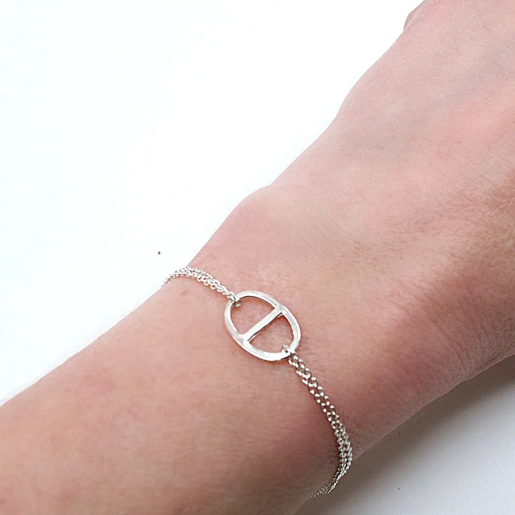 Delicate Split Circle Chain Silver Bracelet