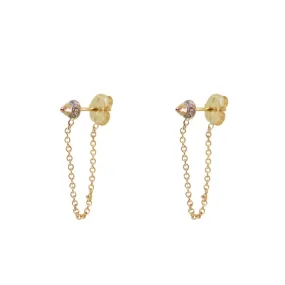 Diamond Halo Spike Chain Earrings