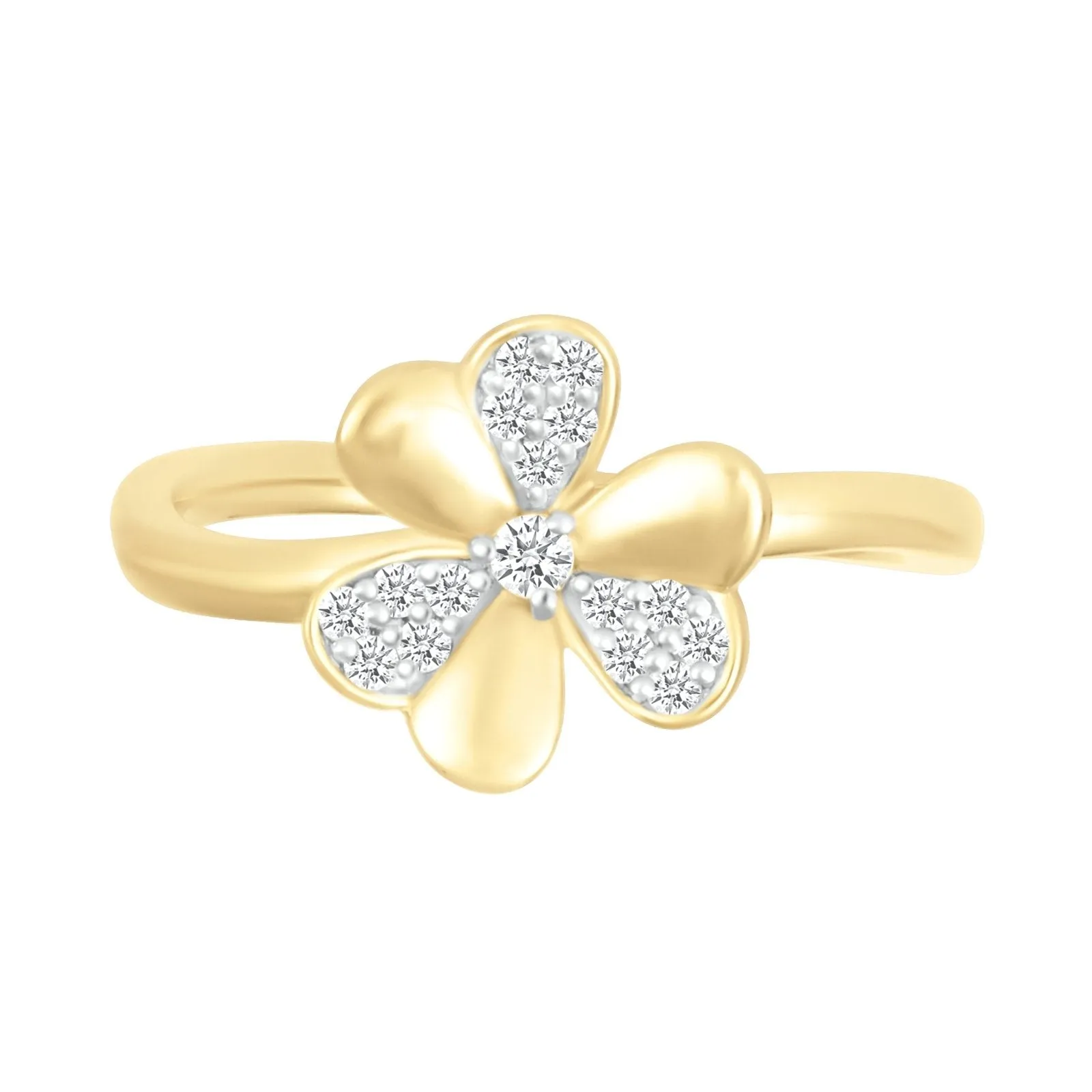 Diamond Pave Three Leaf Lucky Clover Ring