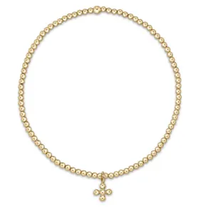 E Newton Classic Gold Bead Bracelet - Classic Beaded Signature Cross Gold Charm