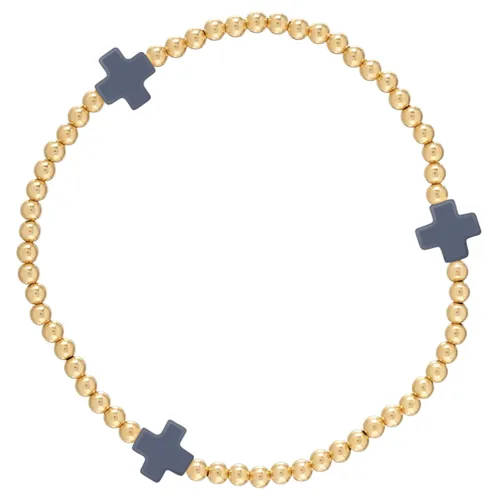 E Newton Signature Cross 3mm Bead Bracelet