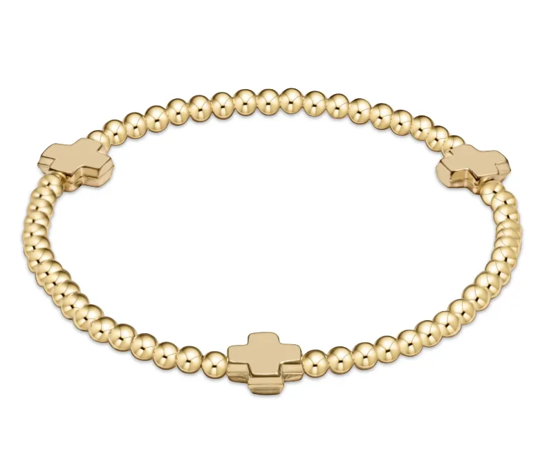 E Newton Signature Cross 3mm Bead Bracelet