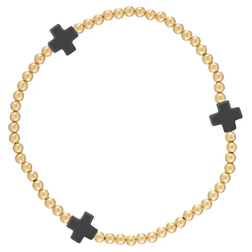 E Newton Signature Cross 3mm Bead Bracelet